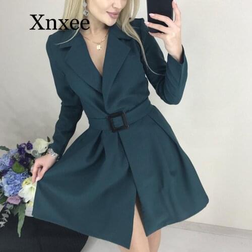 Office dress Belt v Neck Sexy Party Dress Ladies Long Sleeve Elegant Office Work Dresses Autumn Winter Fashion Women Mini Dresse