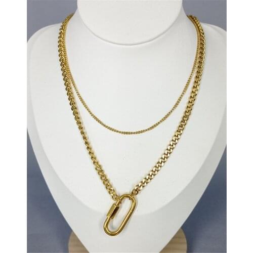 316L Stainless Steel Titanium Steel Hip Hop Thick Chain Double Layer Necklace Laminated Wearing Retro Necklace