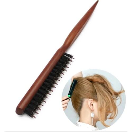 High Quality Wood Handle Natural Boar Bristle Hair Brush Fluffy Comb Hairdressing Barber Hair Styling Tools