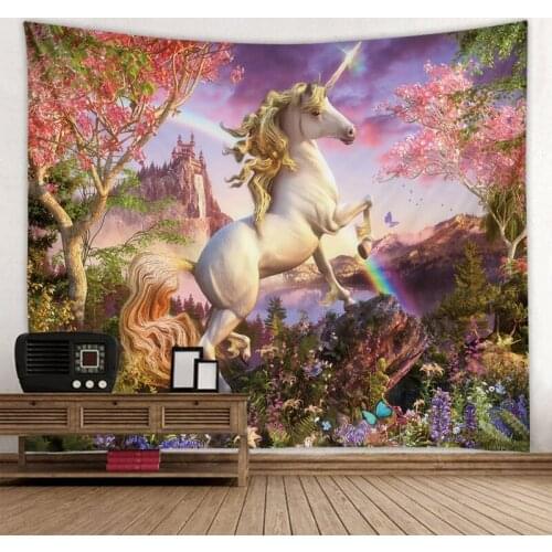 Pegasuse Horse Tapestry Unicorn Wall Hanging Starry Universe Psychedelic Wall Tapestry Bohemian Mandala Hippie Bedroom Tapestry