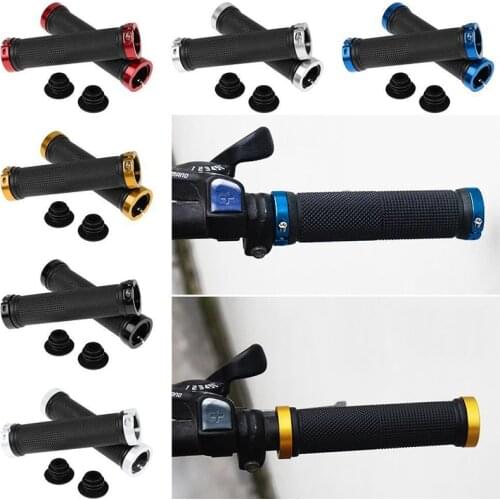 2pcs Rubber Bike Handlebar Grips Non-slip Double Lock Bicycle Grip Mountain Road Cycling Handlebars Covers Riding Accessories