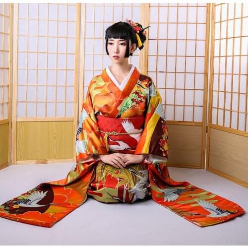 Luxury Japanese Kimono Yukata With Obi High Quality Classic Yukata Printed Japan Style Lady Formal Evening Dress Cosplay Costume