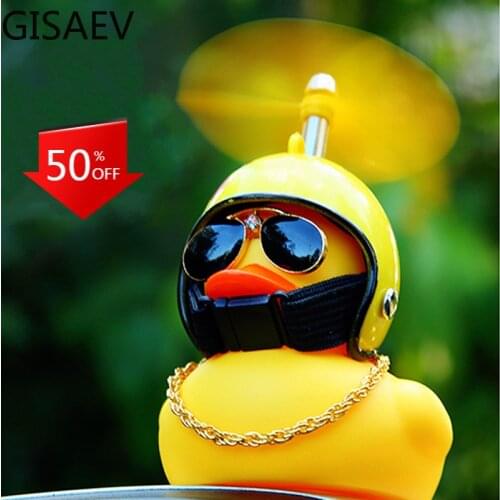 GISAEV Helmet Broken Wind Wave Small Yellow Duck Gift Cute Interior Breaking Duck Car Ornament Cycling Decoration Car Decoration