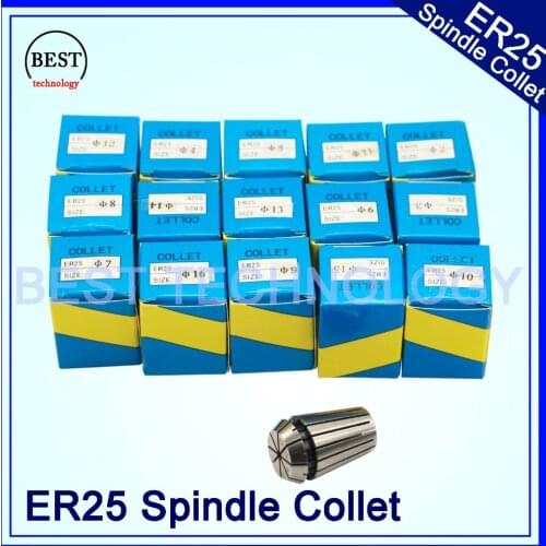 Spindle tool collet ER25 collet chuck set 16pcs from 1 mm to 16 mm for CNC engraving milling machine spindle motor