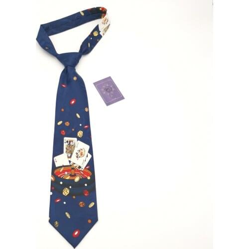 Blue Background Poker Original Magician Product Fashionable Decorative Printed Casual Tie Gift Box gift set for women in a box