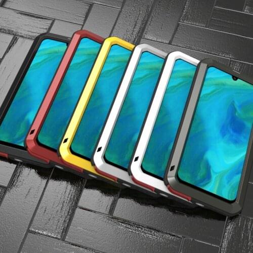 LOVE MEI Heavy Duty Powerful Cover For Samsung Galaxy A30s Case A50s A70s Metal Mobile Phone Cases with Tempered Glass