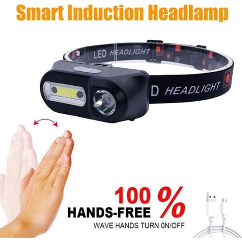 MINGRAY USB Rechargeable Headlight LED 18650 COB SENSOR LIGHT Camping portable light on head lantern powerful flashlight