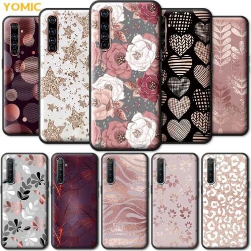 Golden Leaves Texture Case for Realme C3 6 XT 5 7 X50 5 C11 C15 7i Q2 C3i X7 Pro TPU Black Soft Cover Shell Phone Casing Coque