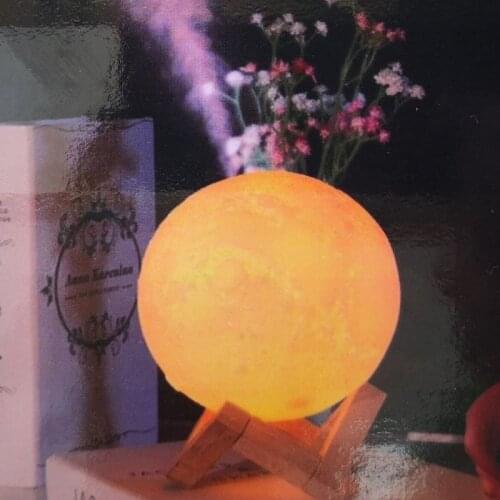 880Ml 3D Moon Lamp Airpurifier Touch Aromatherapy Machine Mist Anti-Drying USB Filter Air Humidifier Moon-Shaped with Stands