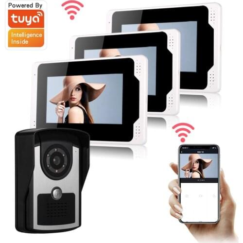 Video Intercom for Home 7 inch Wired Video Intercom System Tuya Smart WIFI Doorbell with 1080P HD Raniproof Camera