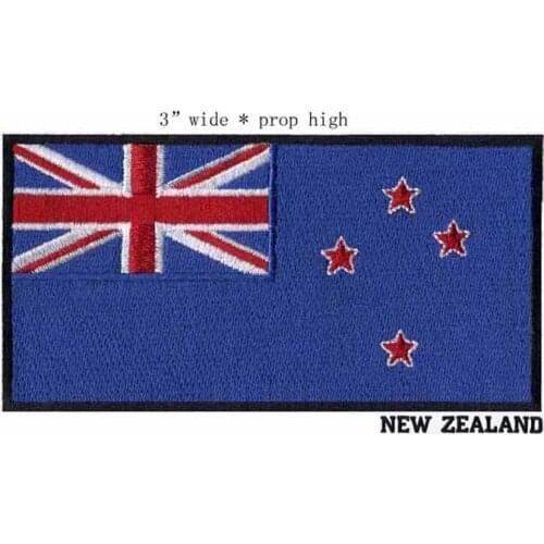NEW ZEALAND embroidered flag patch 3"wide black border applique for jacket