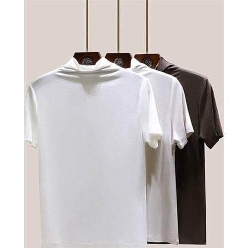 Women New Summer Solid T-Shirt Turtleneck Short Sleeve 95%Cotton Soft Tops Casual Loose Slim Basic T-shirts Plus Size Tops L-8XL