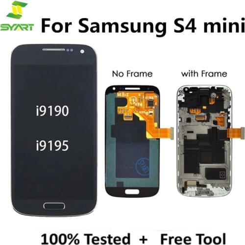 SYART For Samsung Galaxy S4 mini i9500 i9505 LCD Display Touch Screen Digitzer Assembly Replacement With Frame