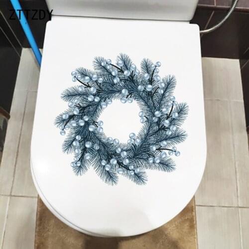 ZTTZDY 22.9×22.6CM Silver Fir Tree Branch Ring Modern Decor Home Wall Stickers Fashion Toilet Decals T6-0038