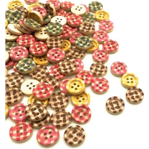 50PCS15mm 2 Hole Mixed Concave Lattice Button Wood Buttons DIY Clothing Home Decor Sewing Scrapbooking Card Making Buttons SC005