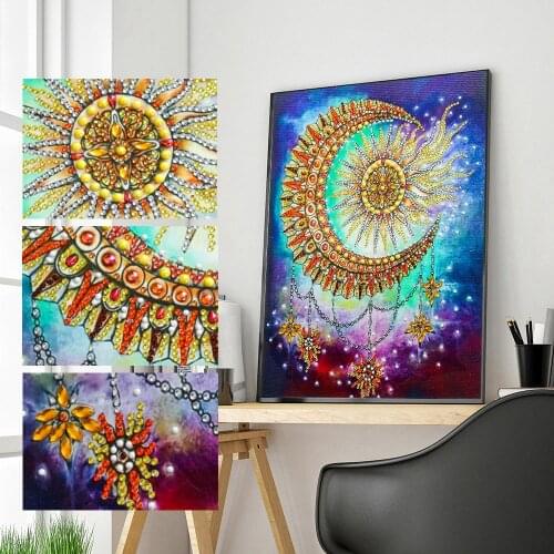 Special Shaped Diamond Painting Moon Sun Flower 5D DIY Diamond Embroidery Art Kits Home Decor Rhinestone Cross Stitch Decoration