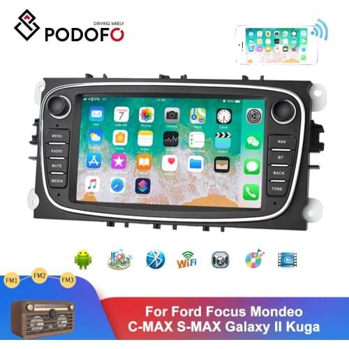 Podofo 2 Din Car Radio 7" Android Multimedia Player GPS WIFI MP5 FM For Ford Focus Mondeo C-MAX S-MAX Galaxy II Autoradio