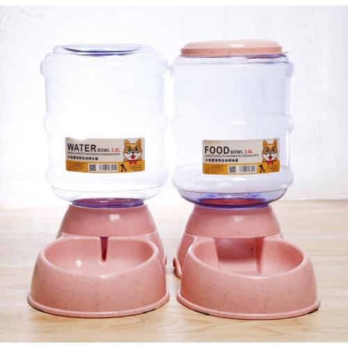 Automatic Pet Water Food Dispenser 3.8L Large Capacity Self-Dispensing Gravity Pet Feeder Waterer Dog Feeding Bowl Drink Water