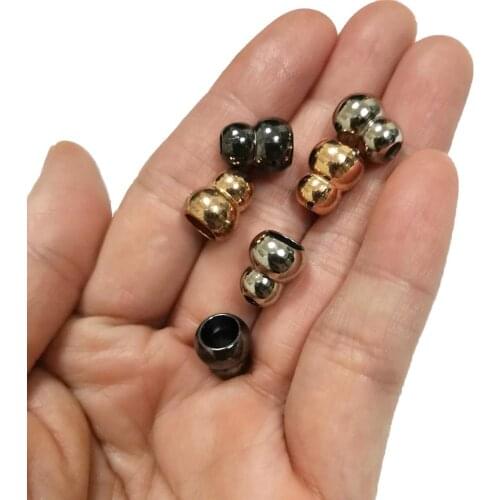 DIY 100pcs/lot round gourd metal zinc alloy bell stoppers cord ends lock nickle black gold for 3mm bungee cord free shipping