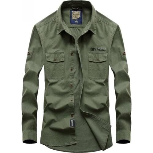 European and American Popular Autumn New High Quality Military Style Mens Shirt Fashion Outdoor Casual Mens Long Sleeve Top