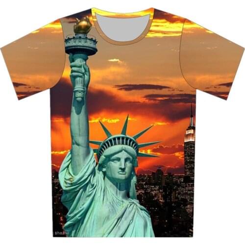 American Statue of Liberty T shirt Children USA Indenpence Print T-shirt Tees Kids 3D USA Flag Casual Boys Girls Tshirts 4-20Y