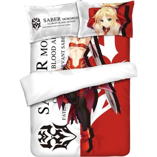 Anime JK Bedding Sets Game Fate Apocrypha Saber Mordred Cosplay Comforter Set Flat Sheet Quilt Cover Pillowcase FGO Home Decor