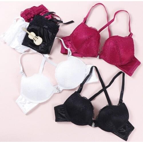 New Elegant Bra and Panty Set Women Bras Underwear Front Button Lady push up bra Lingeries bra sets brief set lingerie set