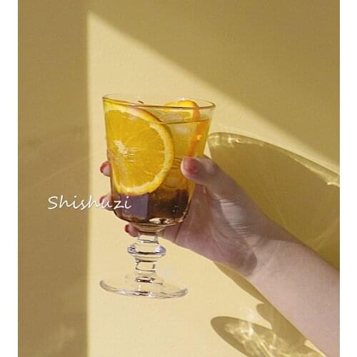 Korean Style Ins Retro Embossed Tall Glass High-value Yogurt Cup Snack Bowl Dessert Cup Latte Coffee Cup