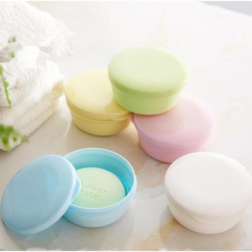 Soap Dish Box Bathroom Sealed Soap Case Holder Container Wash Shower Home Round Travel Supplies SN1205