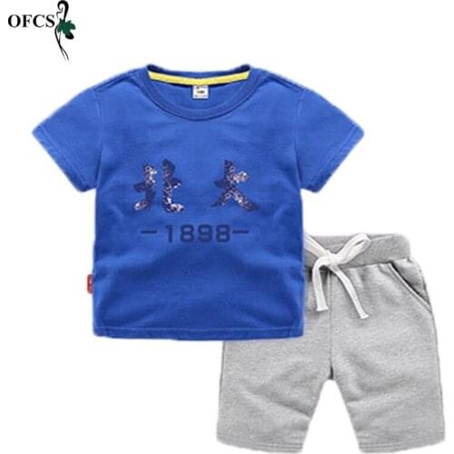 Summer Children Clothing Cotton Suit Toddler Girls Clothing Sets Top+pant 2Pcs/sets Kids Casual Boys Clothes Sport Suits Outfit