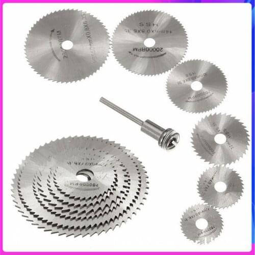 7pcs Set Mini HSS Circular Saw Blade Rotary Tool for Dremel Metal Cutter Power Tool Set Wood Cutting Discs Drill Mandrel Cutoff