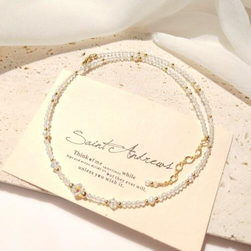 Lii Ji Clear Quartz Freshwater Pearl 14K Gold Filled Beaded Necklace 35+3cm Crystal Handmade Jewelry For Women Gift