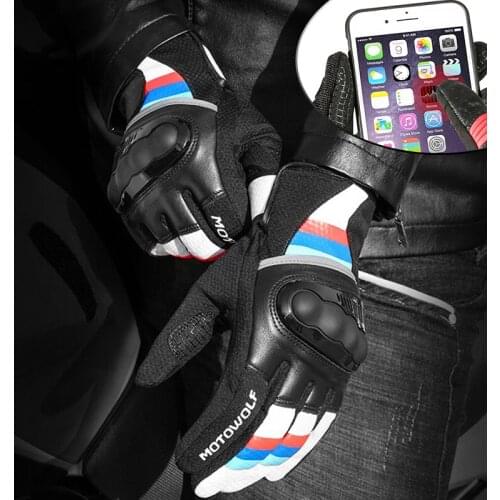 Motorcycle Gloves Touchscreen Full Finger Motorcross Dirt Racing Offroad ATV Moto Riding Motorbike Leather Gloves for Men Women