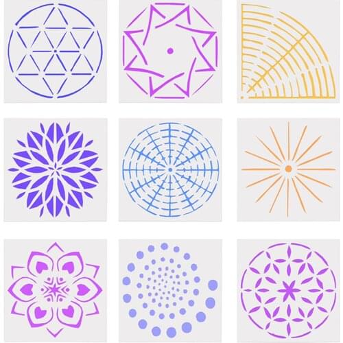 9pcs Mandala Dotting Tools Templates Stencil Set for DIY Wall Decor Painting Drawing Drafting Art Craft Handmade Projects