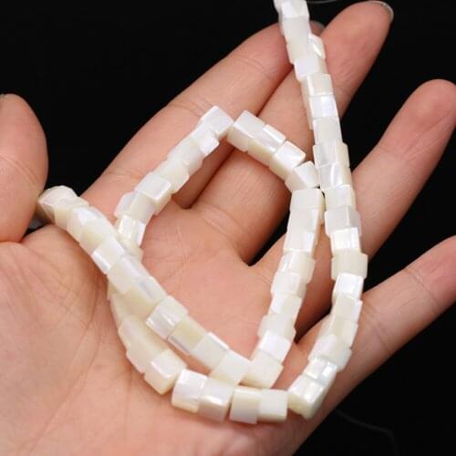 Natural Freshwater Square Charm Seashell Strand Beads for Women Diy Jewelry Necklace Bracelet Accessory Gift Size 6mm