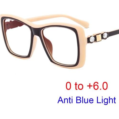 2021 New Retro Diamond Decorative Reading Glasses Lady Anti Blue Light Computer Elegant Oversized Square Eyeglasses Frame Women