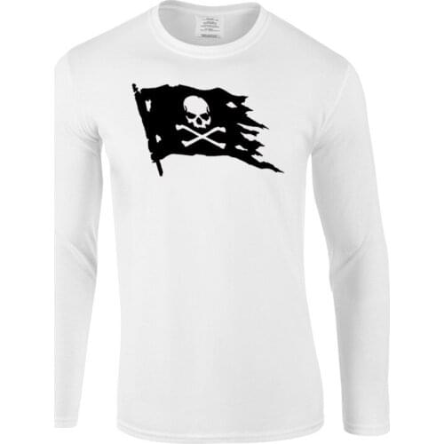 Autumn Pirate Flag autumn fashion T-shirt mens long-sleeved cotton T-shirt funny hip-hop clothing T-shirt