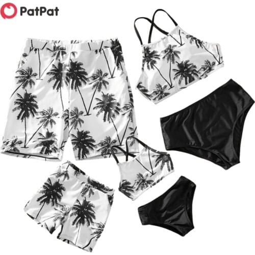 PatPat 2021 New Arrival Summer Coconut Tree Family Matching Swimsuits
