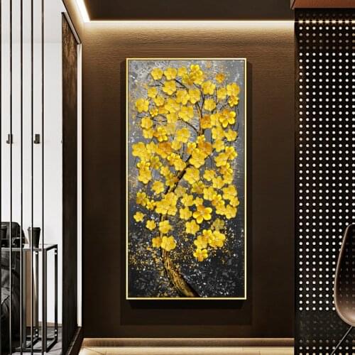 SELFLESSLY ART Golden Rich Tree Posters And Prints Wall Art for Living Room Canvas Painting Home Decoration Entrance Pictures