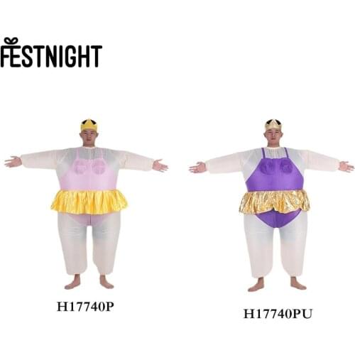 Cute Adult Inflatable Ballerina Costume Fat Suit for Women/Men Air Fan Operated Blow Up Halloween Party Fancy Jumpsuit Outfit