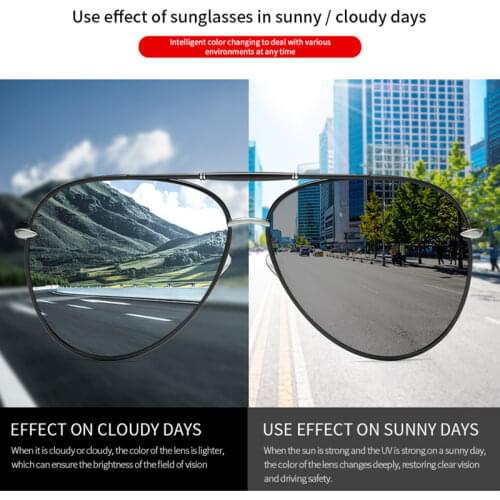 Fashion Photochromic Aviation Sunglasses Men Women Chameleon Polarized Pilot Sun Glasses Anti-Glare Driving Eyeglasses Uv400