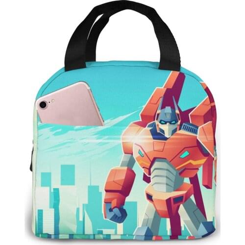 Robot Warrior Standing With Clenched Fists Lunch Food Bag Insulated Thermal Food Lunch Bag for Women kids Men Cooler Tote Bag