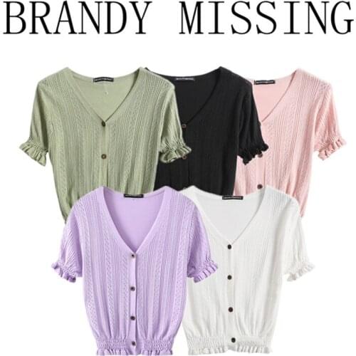 Slim Girls Soft Bomb Chiffon V Neck T-shirts 2021 Summer Sweet Ladies Soft Tops Streetwear Women Solid Color Ruffle Top Female