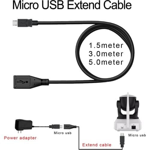 ESCAM Micro USB Extension Cable 5V2A Power Adapter Micro USB connector Extend Cord 1m 3m 5mr for IP Camere / Electronic products
