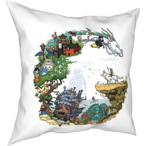 Ghibli Anime Kissen Kissen Abdeckung Dekorative Chihiros Mononoke Hayao Miyazaki Totoro Kissen Fall Abdeckung Sitz 40X40cm
