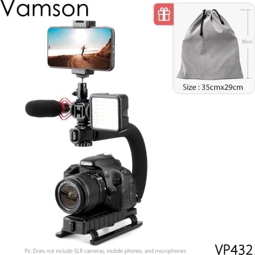 Vamson U Shape Handheld Video Stabilizing Filming Shooting Low Position with Hot-Shoe Mount for GoPro Canon iPhone VP432