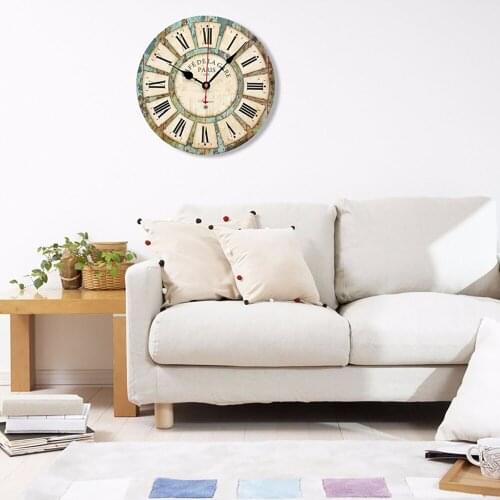 Vintage Roman Numeral Wall Clock Round Quartz Silent Large Wall Clocks Wood Hanging Watch Living Room Home Decor reloj de pared