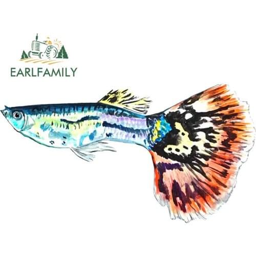 EARLFAMILY 13cm x 7.1cm Guppy Fish Bright Vinyl Sticker Car Home Truck SUV Boat Decal Animal Car Stickers Waterproof Graphics