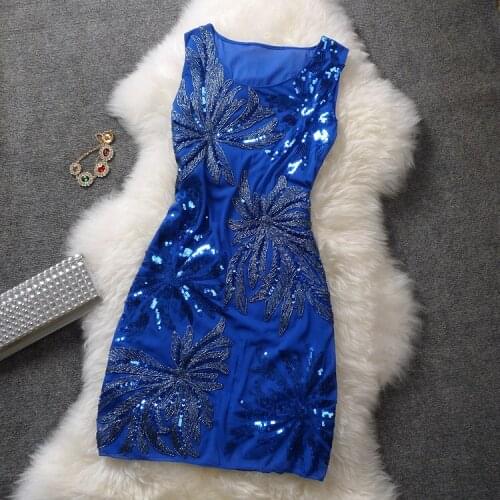 New Style Summer Women slim elastic sequins paillette beaded dress female sleeveless plus size sexy mesh dress 5XL TB1119