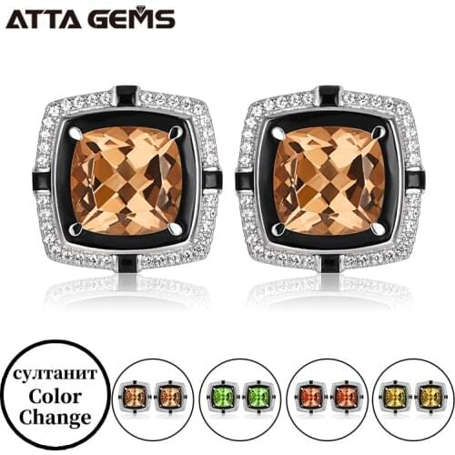 Zultanite Меняющий цвет камень Clip Earrings for Women Genuine 925 Sterling Silver Cushion 9.0mm Rhodium earrings for Engagement